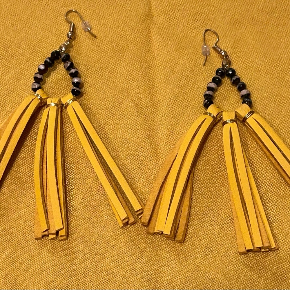 Plunder “Taye” Yellow Tassel Earrings 4”